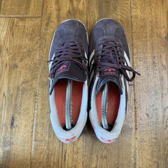 Adidas Gazelle Mens Sz 10 Deep Burgundy Plum White Sole Sneaker - Picture 5 of 11